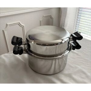 Saladmaster 6 Qt Stock Pot TP304-316 Surgical Stainless with Dome Lid USA Made